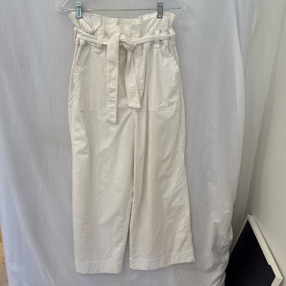 Splendid Womens White wide leg crop tie waist pants sz med
